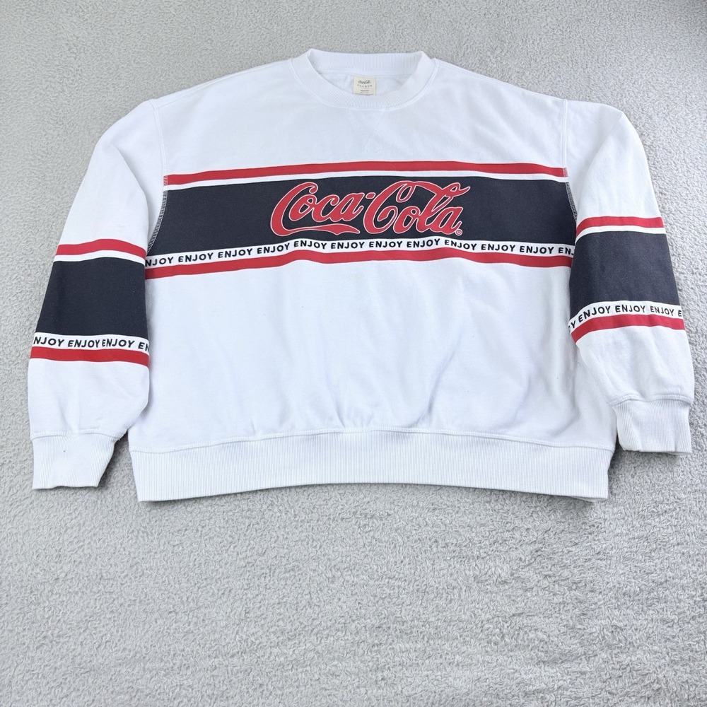 Coca Cola PacSun Crewneck Sweatshirt Mens Medium White Red Black Logo Y2K Style